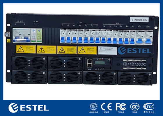 Sistem Penyearah Telekomunikasi yang menyediakan port internet RS485, kontak kering, dan kemampuan pemantauan jarak jauh untuk manajemen dan kontrol jaringan