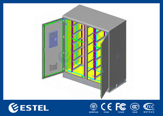 IP65 42U Kabinet Listrik Luar Ruang Dual-Compartment RAL7035, 1.5mm Baja Galvanis & SUS316 Konstruksi Baja Rostless untuk Ketahanan dan Perlindungan yang Ditingkatkan