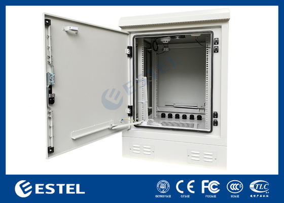 17U Outdoor Server Cabinet Dengan Rack 19 inci Dan DC48V Fan Untuk Pendingin