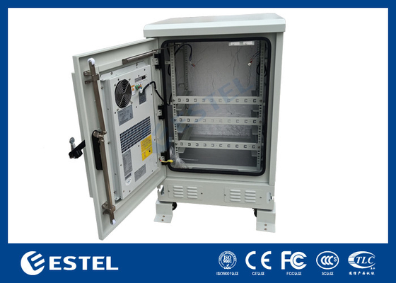 19 inci 15U Outdoor Telecom Cabinet dengan AC, 4 roda Weatherproof Data Cabinet