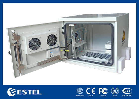 Polyester Powder Coating Outdoor Telecom Cabinet Dengan Dua AC220V 50Hz Fans ET6060500A-9U