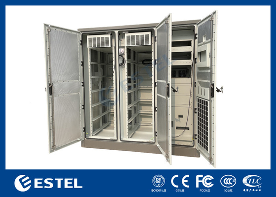 3 Bay Telekom Kabinet Double-Layer Galvanis Baja Dengan Isolasi AC Sistem Pendingin