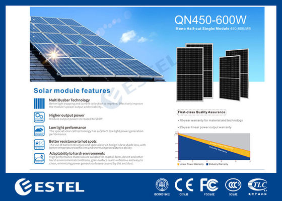 Output Daya Tinggi Mono Half-cut Single Module 450W hingga 600W Panel Surya untuk Sistem Tenaga Telekom