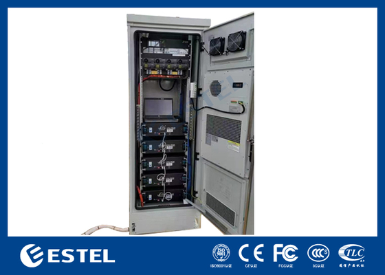 IP55 22U Outdoor Battery Cabinet dengan Embedded 9KW 48VDC Rectifier Power System untuk Aplikasi Telekom