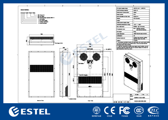 Penukar Panas Enklosur 48VDC 325W/K dengan Komunikasi RS485 MODBUS RTU