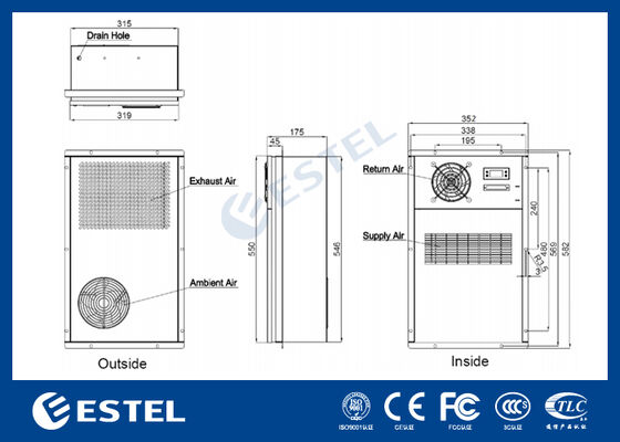 Penukar Panas DC Efisiensi Tinggi untuk Kabinet Telekomunikasi Luar Ruangan Kapasitas Panas 120W/K